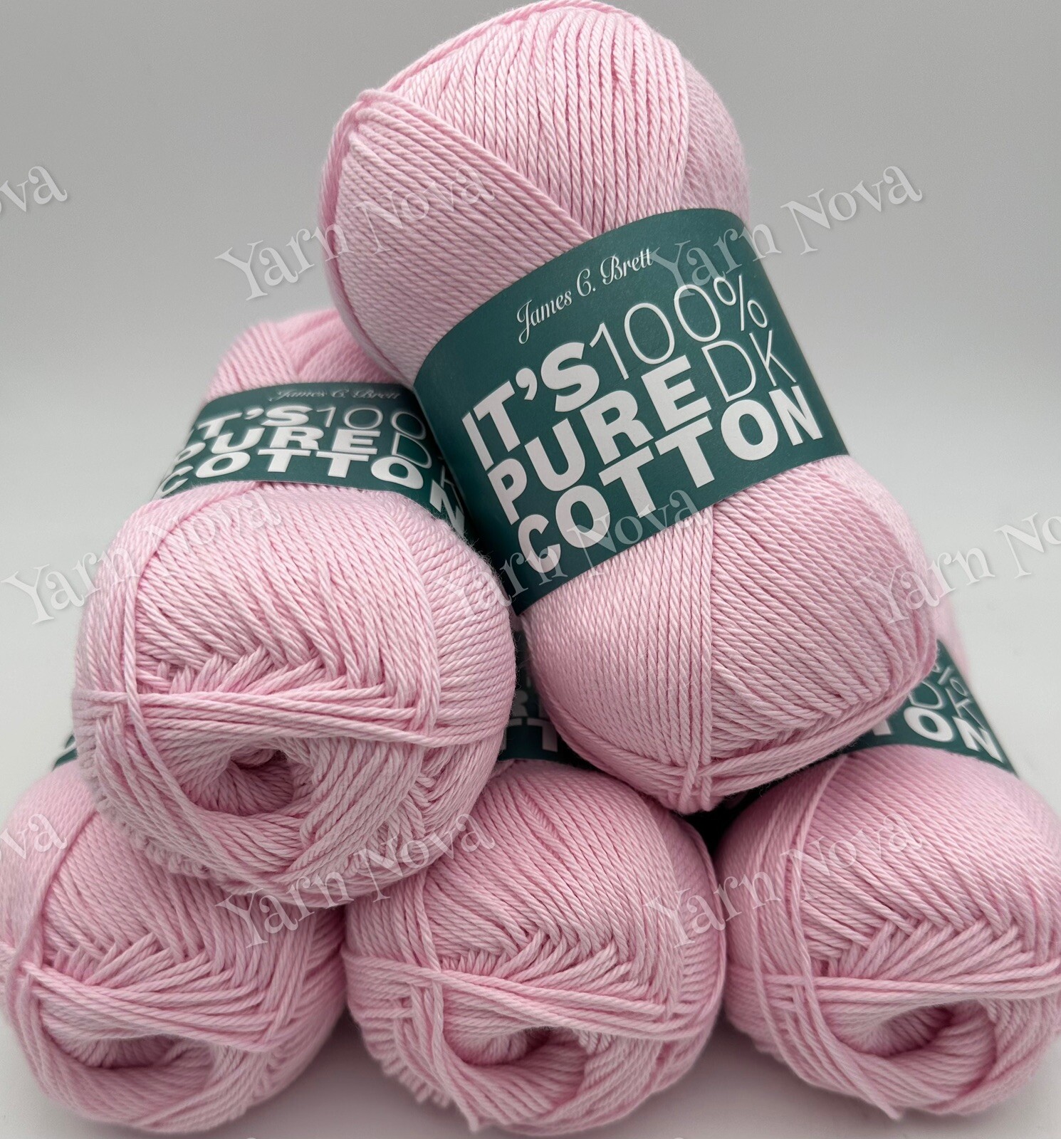 James C Brett It’s Pure Cotton Knitting Crochet Yarn Wool - 5x100g Balls - Pink - Image 3