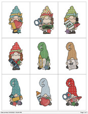 COLLECTION BACK TO SCHOOL GNOMES EMBROIDERY MACHINE DESIGNS COLLECTION PES USB