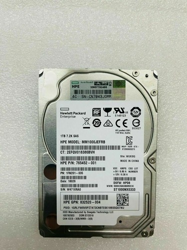 HP 1TB MM1000JEFRB / ST1000NX0333 7.2K Rpm Sas 2.5" 765452-001 1FN201-035 - Picture 2 of 4