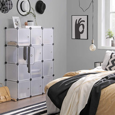Temary, Cubi portaoggetti per scaffali, in tessuto, cubi, 4 pezzi, per organizzare, vestiti, cestini decorativi cubici con manici, 28 x 28 cm (bianco e verde
