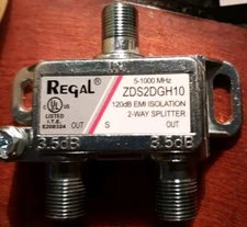 Regal ZDS2DGH10 2-Way Splitter  made in Vietnam 5 to 1000 MHz 120 db isolation