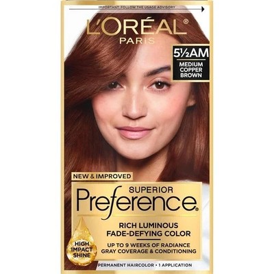 Lot of 2 L'Oreal Superior Preference Hair Color 5 1/2 AM Medium Copper Brown Dye