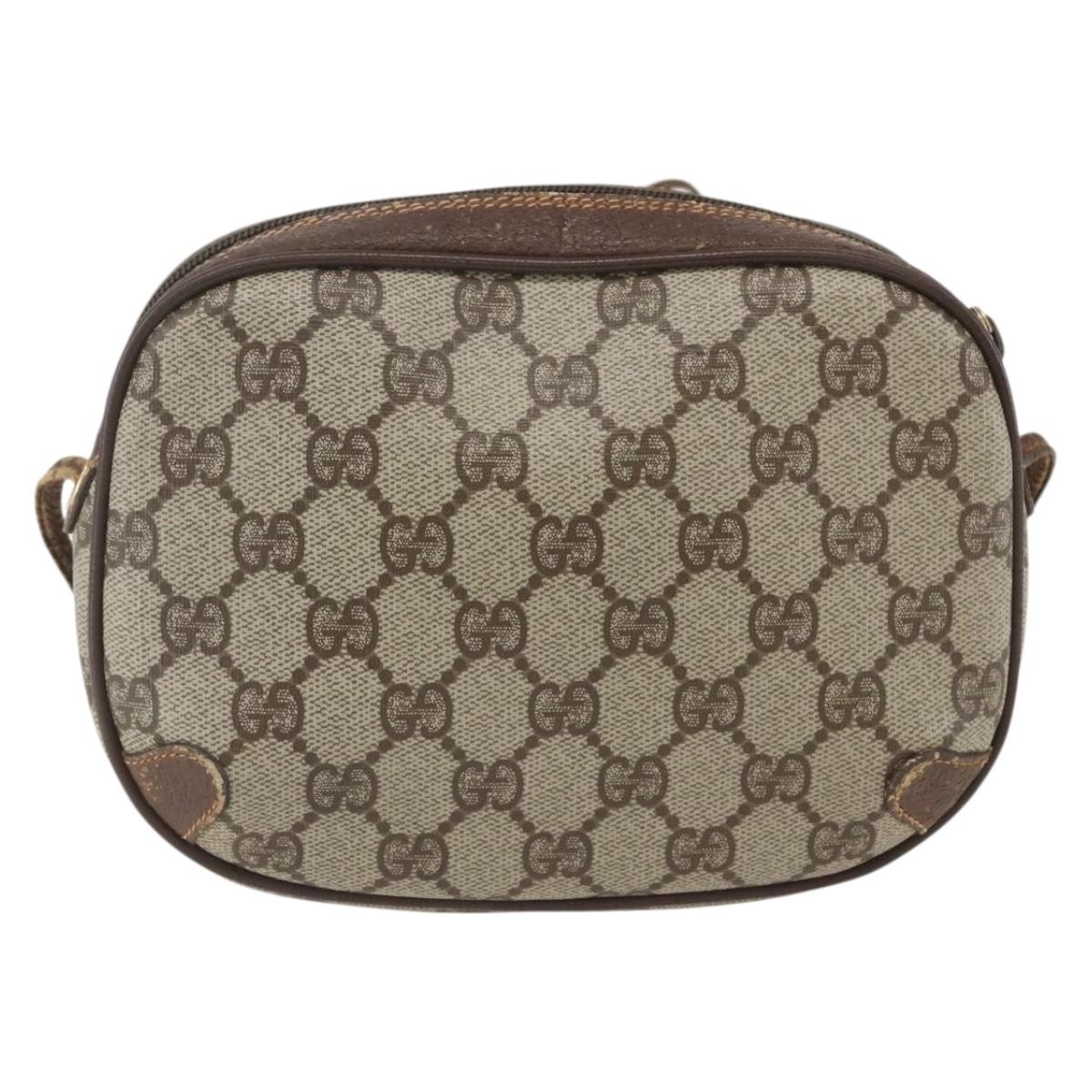 GUCCI GG Supreme Web Sherry Line Bag PVC Beige Gold 89 02 066 Auth
