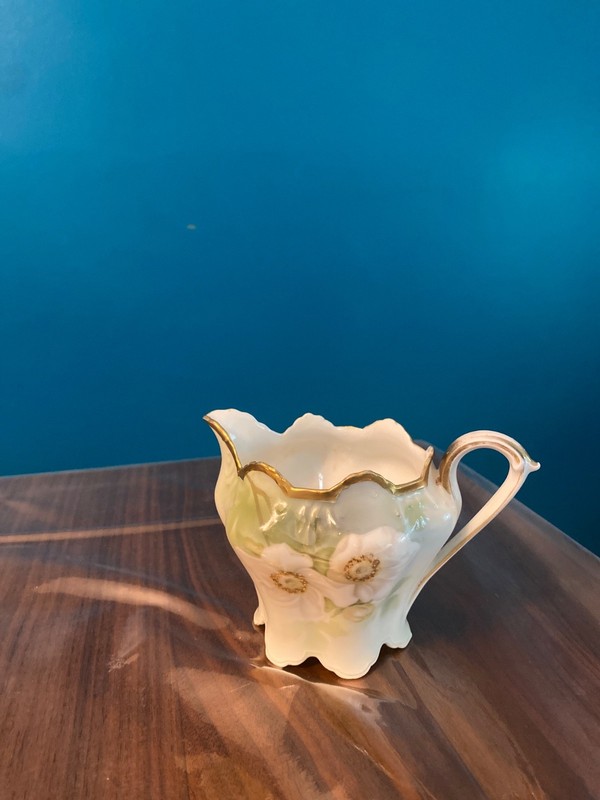Antique R.S. Germany Porcelain Creamer Hand Painted Floral 3.5"
