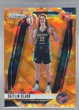 Caitlin Clark 2024 Panini WNBA Prizm #145 Orange Ice Rookie RC F2 Surface Damage