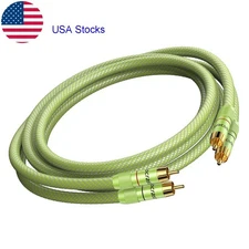 Auidophile 2 RCA Male to 2RCA Male Stereo Subwoofer Audio Cable HiFi Gold Plated