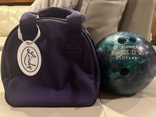 Brunswick Axis Bowling Ball 10 lb, Green-Purple-White, w/ Glitter; w/ Linds Bag