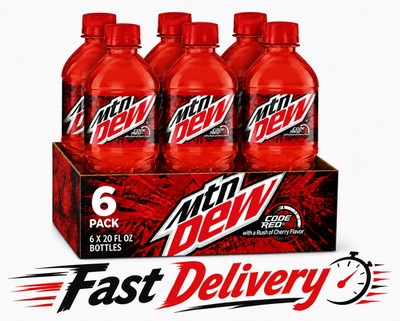Mountain Dew Code Red Soda   20 fl oz Bottles, Pack of 6