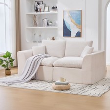 Convertible Modular Sectional Sofa Loveseat Couch with 2 Pillows for Small Space