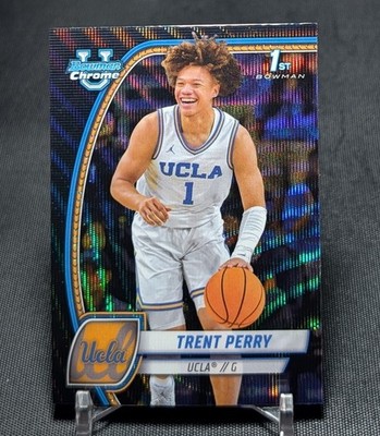 Trent Perry 1st Black Wave Refractor Rookie 2024-25 Bowman Chrome U Card 67 UCLA