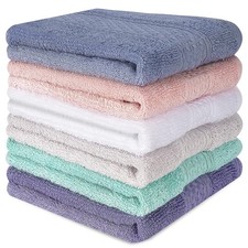 INFICRIME 6 Pack 100 Cotton Wash Cloth, 13x13 12x12 inches, Multi-coloured