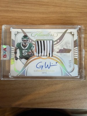 Panini Flawless Garrett Wilson Signature Gloves Auto Patch #SG-GWN 05 /25 Jets
