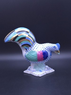 Herend Porzellan Figur blau Netz großer Hahn (5015) handbemalt