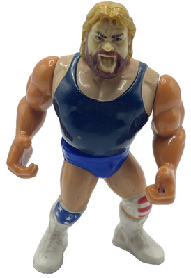 WWF 1991 Titan Sports Wrestler Hacksaw Jim Duggan, Rare Figur Blue Shorts & Top