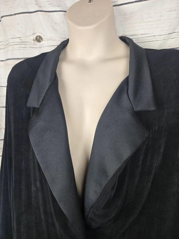 Vikki Vi Black Tuxedo Slinky Jacket Blazer 3X Single Button Cocktail Dressy - Image 2 of 4