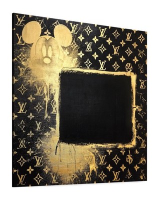 Micky Maus Leinwand Bild Wandbild Cartoon Pop Art Gold Luxus Mark Rothko Stil
