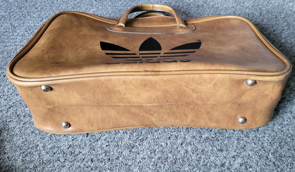 1970s Vintage Leather Adidas Sports Bag Peter Black England - Rare