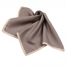 NWT Eton Satin Gray w White Edges Solid Silk Pocket Square Italy 13"