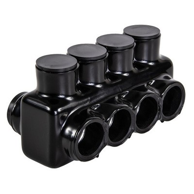 Insulated Multi-Tap Connector 4 Port 750-250 MCM-Bagged Wire-terminals, Black