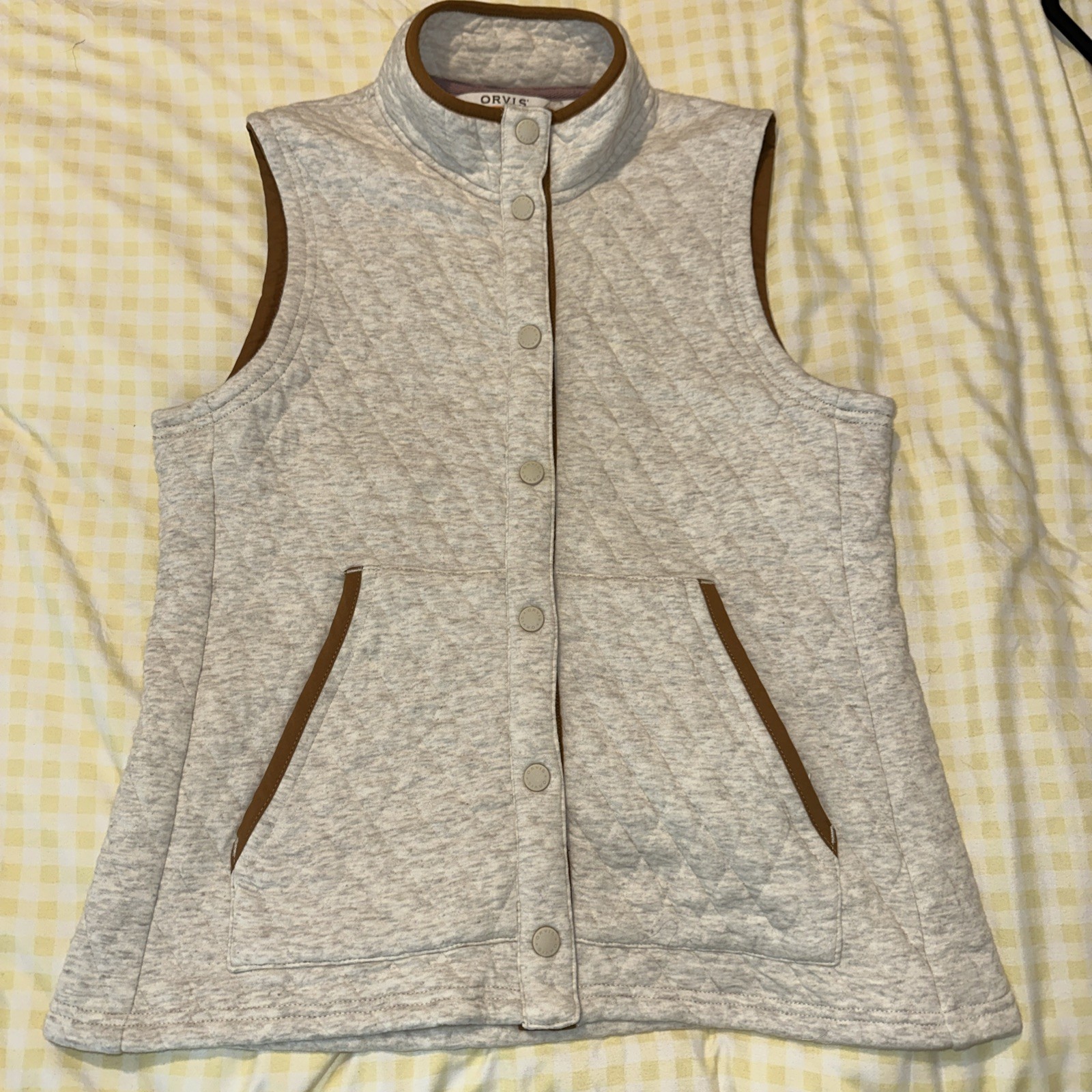Orvis Womens Outdoor Quilted Vest Medium Beige/oatmeal #629