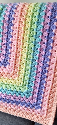 Handmade Crochet Baby Blanket PASTELS Baby Shower Gift Newborn Acrylic 69cmx69cm - Picture 8 of 17