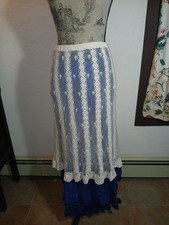 Vintage Hand Crochet Ivory Cotton Lace Skirt