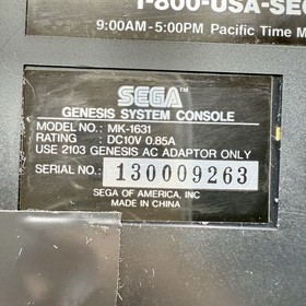 Vintage Original SEGA Genesis Console MK-1631 W/Controllers Cords Tested