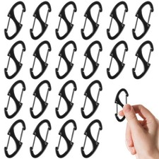 20 Pcs Zipper Clips Anti Theft S Carabiner for Backpack 1.6", black