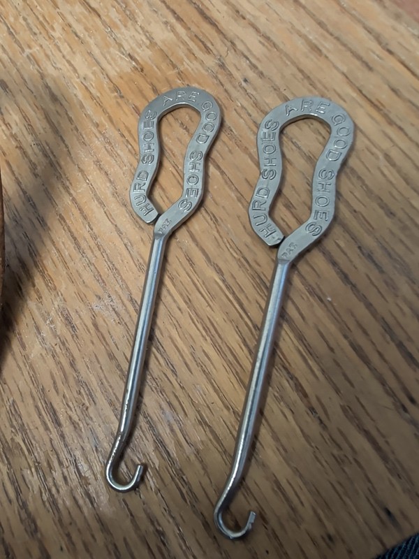 Vintage pair Hurd shoes button hooks