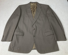 Vtg Stafford Blazer Jacket Mens 48R Brown Worsted Wool Dacron Poly Made In USA