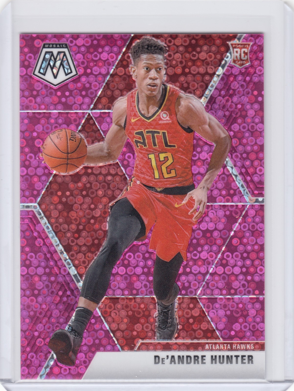 #/20 De'Andre Hunter RC â–ª 2019-20 Mosaic PINK DISCO Prizm #239 Rookie Hawks