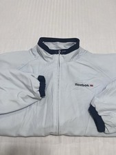 90s Vintage Youth Reebok Classic zip-up Windbreaker Jacket Baby Blue/Navy Large