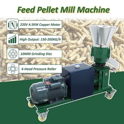 Electric Poultry Livestock Chicken Feed Pellet Mill Machine 10mm 220V 4 Rollers