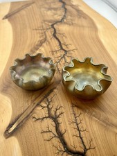 Lot Of 2 1900s L.C.T. Tiffany Co Favrile Glass Iridescent Art Nouveau Mini Bowls