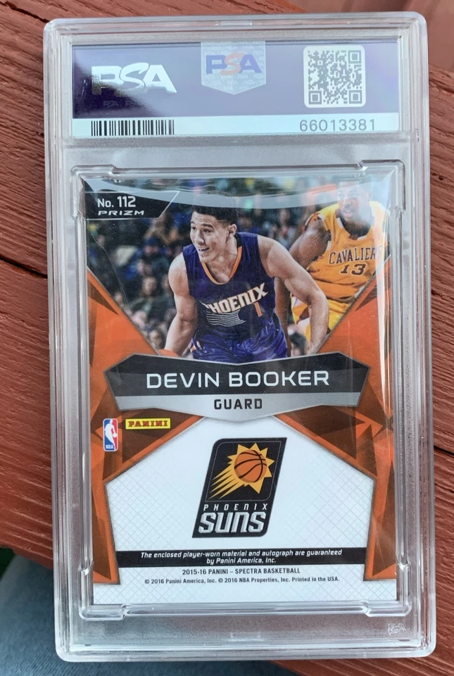 2015 Panini Spectra Devin Booker AUTO JERSEY ROOKIE PSA 9/Auto 10 Mint RC RPA - Image 2 of 2