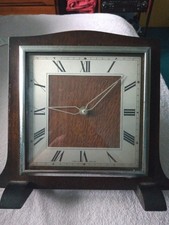 USED - Vintage retro wooden mantel clock - dark brown