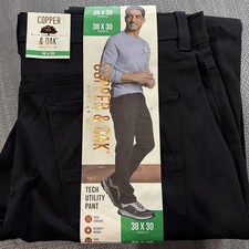 Copper Oak Men's Tech Utility Pants, Black, Size 38X30 NEW
