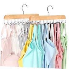Bra Hanger for Closet, Tank Top Organizer 20 Hooks Capacity 2 Pack Wood