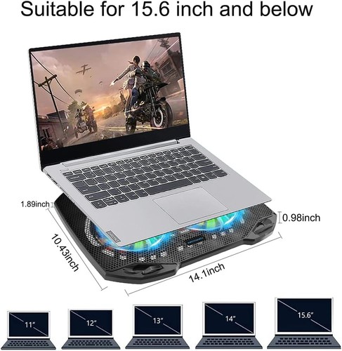 LIANGSTAR Laptop Cooling Pad, Gaming Cooler with 2 Quiet Big black - 第 7/7 張圖片