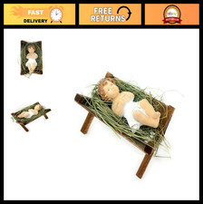 Statua Gesù Bambino 3,5" in mangiatoia in legno | Decorazione Presepe | Idea Regalo Sacra