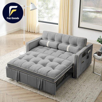 3 in 1 Sleeper Sofa Couch Bed Small Tufted Velvet Convertible Loveseat Futon Sof