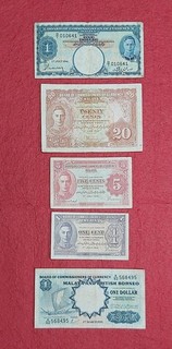 EEBC26400#MALAYA BANKNOTES X5 KGVI .1941