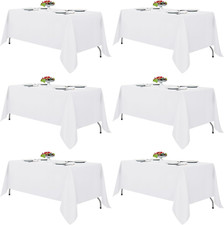 6 Pack White Polyester Rectangle Tablecloth 70x120 Inch Washable Table Cover
