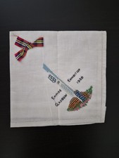 Vintage besticktes Taschentuch 1938 Glasgow Ausstellung unbenutzt Tartanband