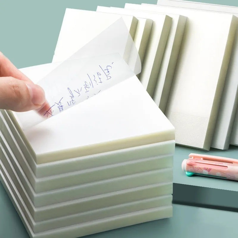 Transparent Sticky Notes 50 Sheets PET Waterproof Clear Memo Notepad-image