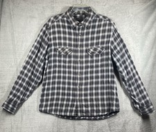 Field Stream Shirt Mens L Flannel Black White Plaid 100 Cotton Long Sleeve