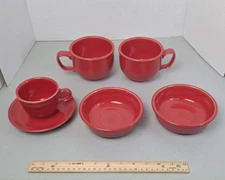 6 Pc. Lot FIESTA Homer Laughlin SCARLET Red 18 oz Jumbo Coffee Mug Soup Bowl Cup