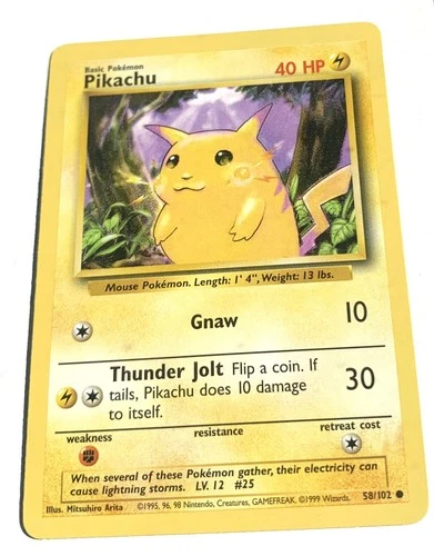 Pokémon TCG Card Pikachu Basic 58/102