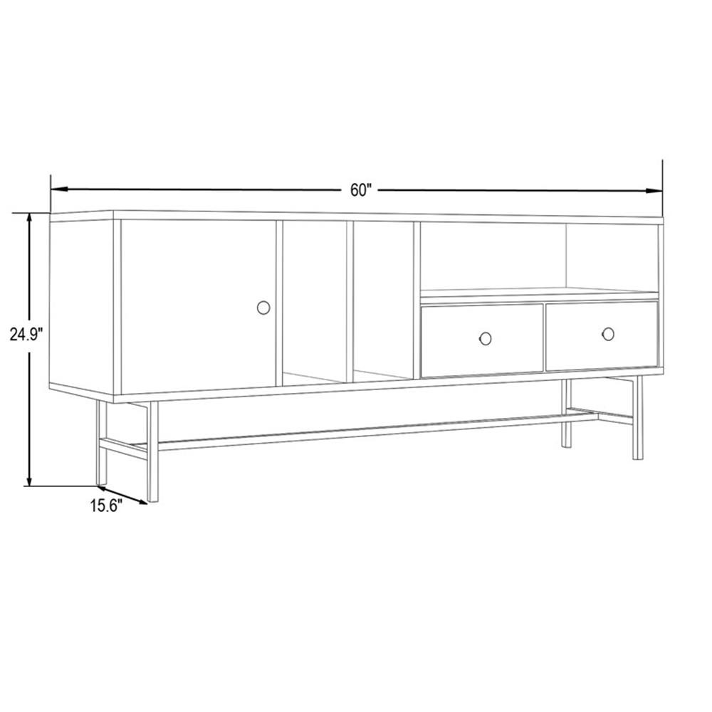 LeisureMod Rochester TV Stand with MDF Cabinet and Iron Legs in Phantom Gray