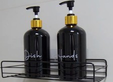 2tlg Spül Flüssigseifenspender Set 500ml Nachfüllbare Flaschen Küche Schwarz